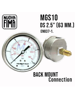 Pressure Gauge 2.5" Back mount (เกลียวออกหลัง)