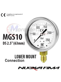 Nuovafima Pressure gauge2.5" Lower mount (ออกล่าง)