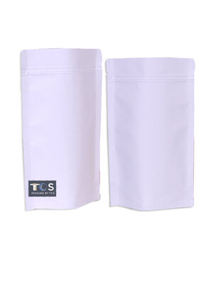 ถุงคราฟท์สีขาวซิปล็อคตั้งได้ ทึบ 2 ด้าน หน้า-หลัง (ด้านในพลาสติก)