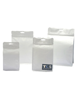 ถุงคราฟท์สีขาวซิปล็อคตั้งได้ พับข้าง ฐานเรียบ