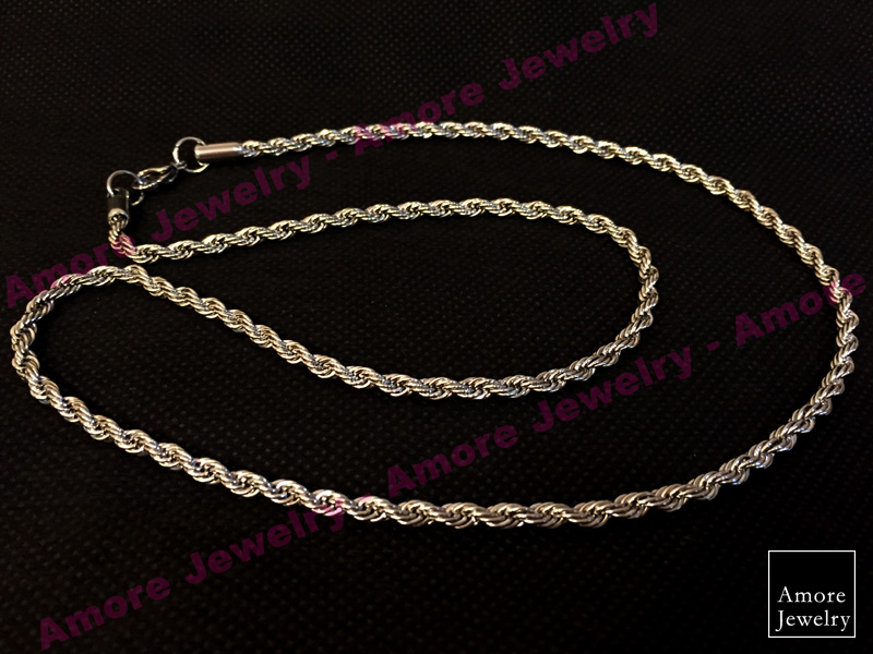 Spiral Necklace (thick) - สร้อยคอลายเกลียวเพชร แบบหนา