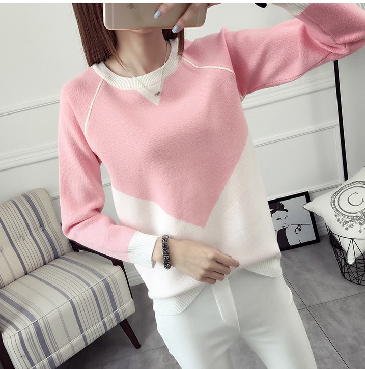 พร้อมส่ง - เสื้อไหมพรมแขนยาว ST187 (สีชมพู)