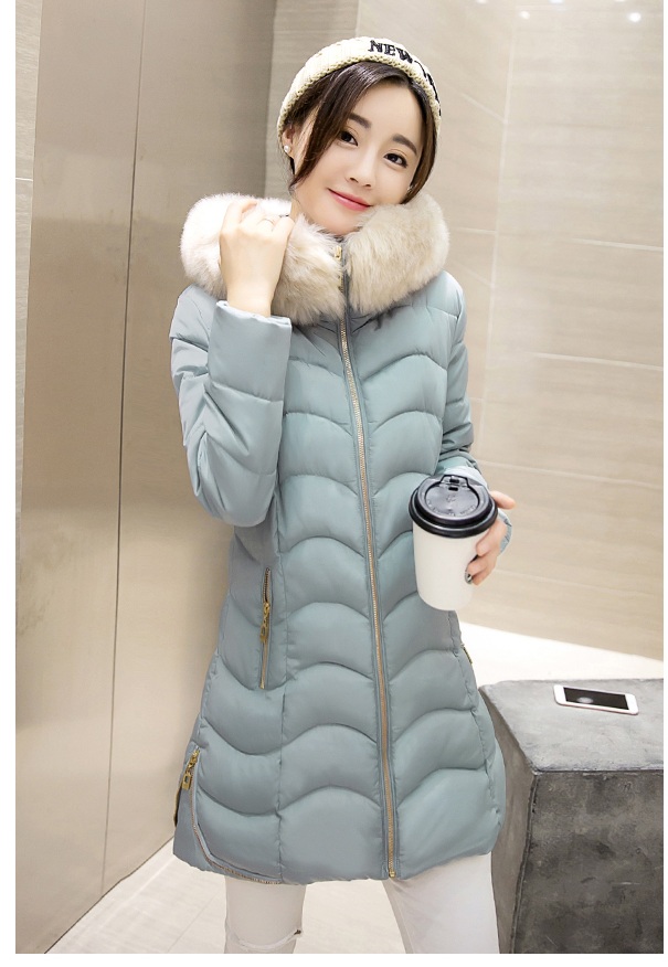 พรีออเดอร์ - เสื้อกันหนาวสไตล์เกาหลีบุนวม Pre - CT738 (สีฟ้าเทา)