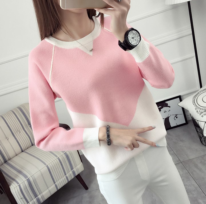 พร้อมส่ง - เสื้อไหมพรมแขนยาว ST187 (สีชมพู)