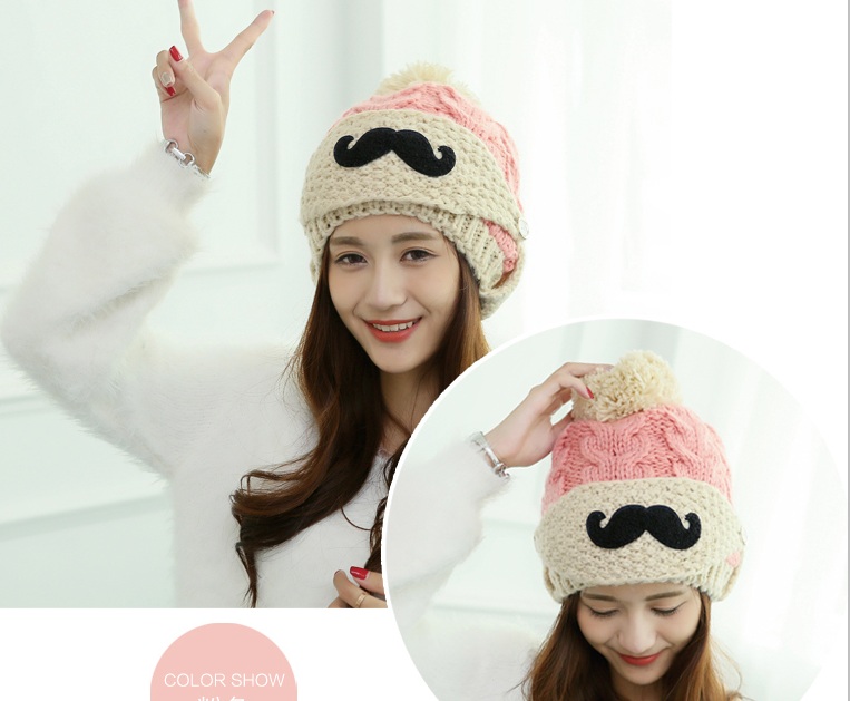 พร้อมส่ง - หมวกไหมพรม HT111 (สีชมพู)