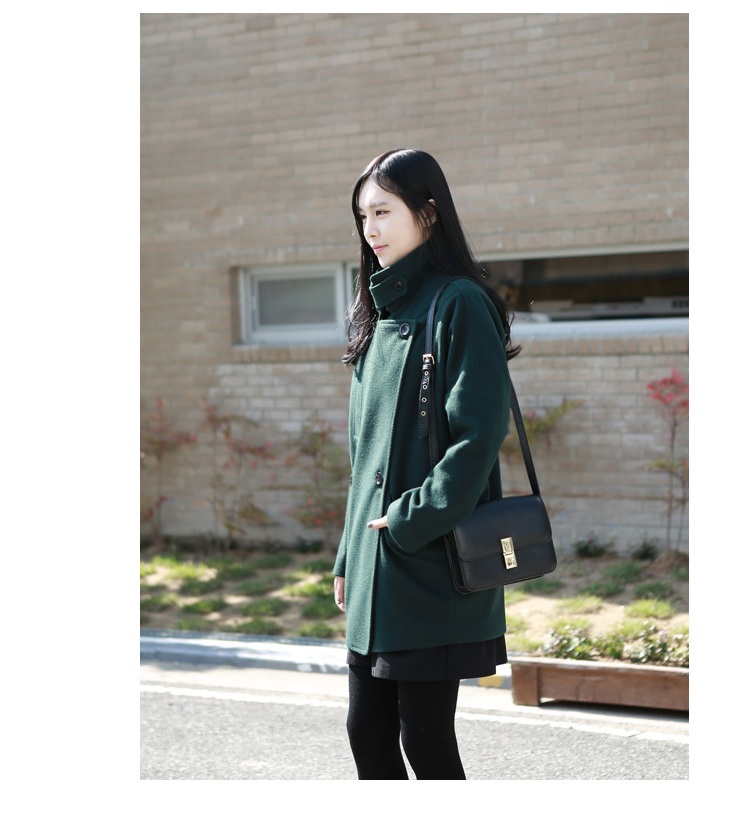 พรีออเดอร์ - เสื้อโค้ทผ้าวูลกันหนาว Pre - CT610 (สีเขียวเข้ม)