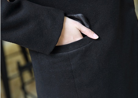 เสื้อโค้ทผ้าวูลกันหนาว Pre - CT646 (สีดำ)