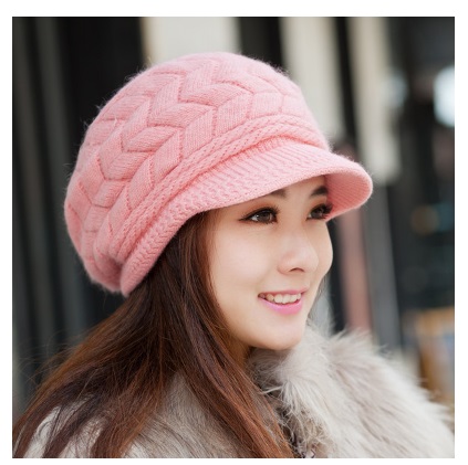 พร้อมส่ง - หมวกไหมพรม HT125 (สีชมพู)