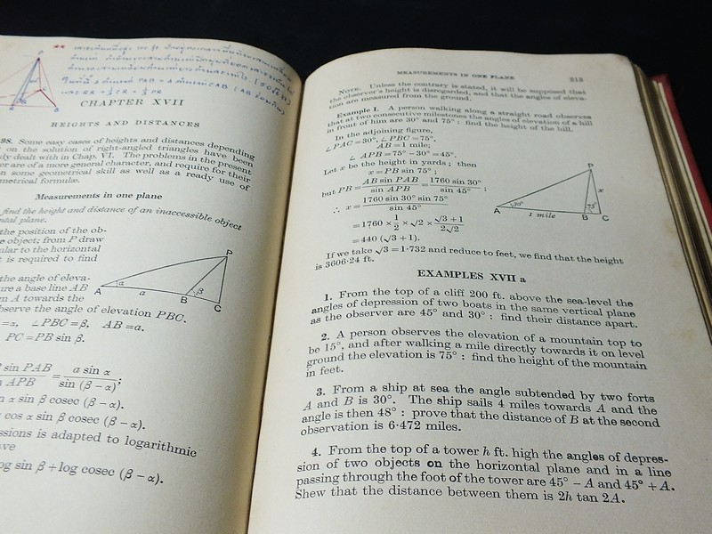 ELEMENTARY TRIGONOMETRY and KEY TO HALL & KNIGHT'S ELEMENTARY TRIGONOMETRY ปกแข็ง 2 เล่ม ปี 1960