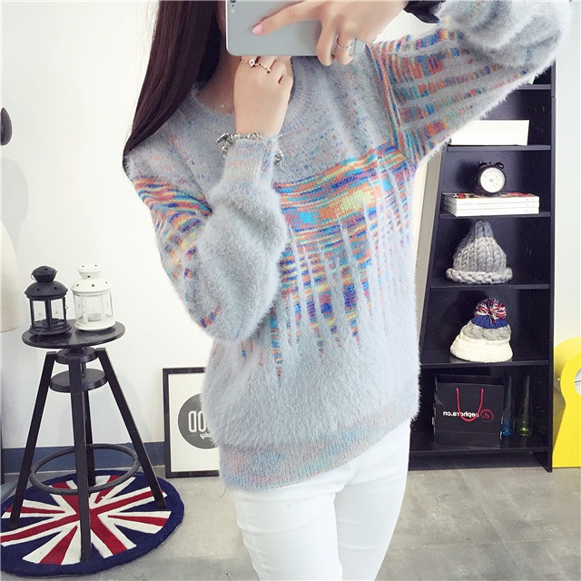 พรีออเดอร์ - เสื้อไหมพรมแฟชั่นแขนยาว Pre - ST645 (สีเทา)