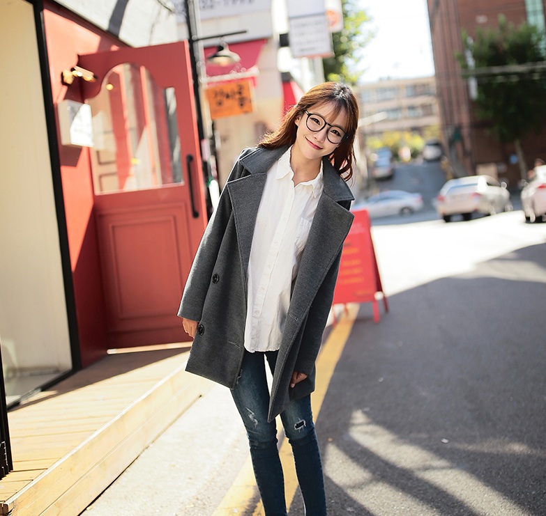 พรีออเดอร์ - เสื้อโค้ทผ้าวูลกันหนาว Pre - CT630 (สีเทา)