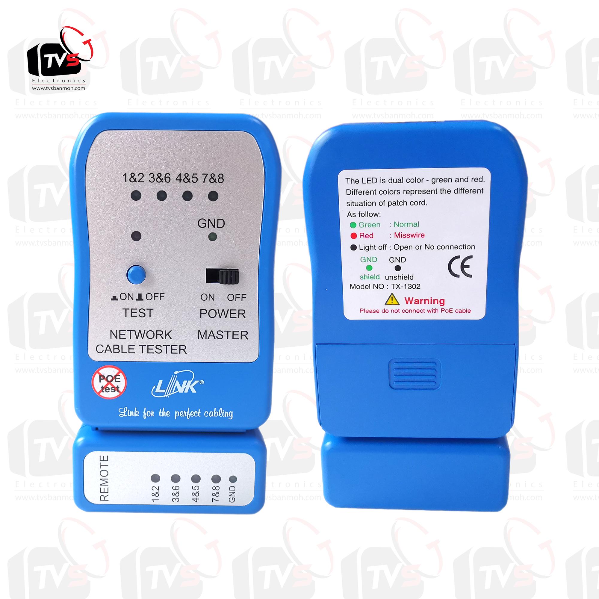 LINK เครื่องทดสอบสายแลน Network Cable Tester รุ่น TX-1302