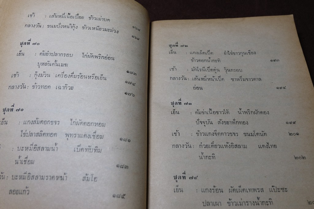 จัดสำรับ ชุด 2 เเละ 3 โดย จิตต์สมาน โกมลฐิติ ปี 2519-2520 หนารวม 412 หน้า (เล่มเล็ก)