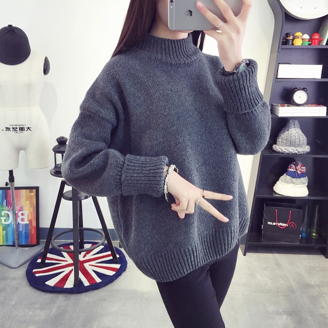 พร้อมส่ง - เสื้อไหมพรมแฟชั่นแขนยาว ST661 (สีเทา)