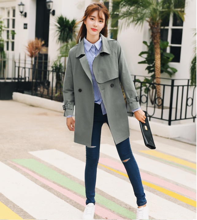 พร้อมส่ง - Trench Coat เสื้อโค้ท CT222 (สีเขียว)