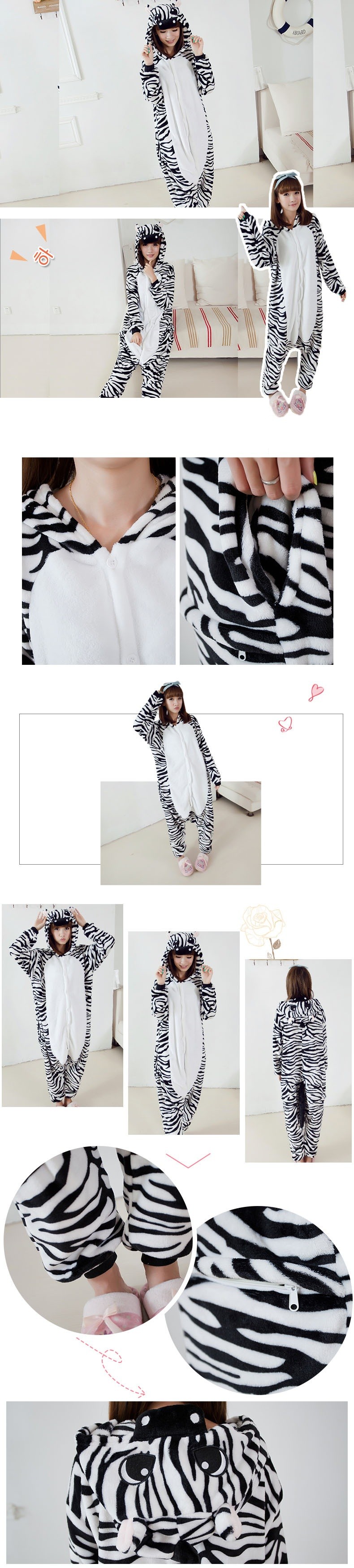 ชุดนอนมาสคอต / แฟนซี ผู้ใหญ่ ม้าลาย(zebra)