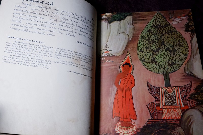 สมุดภาพพุทธจริยาประวัติ ตามภาพบนผนังโบสถ์วิหารในประเทศไทย โดย สำนักข่าวอเมริกัน ปี 2500