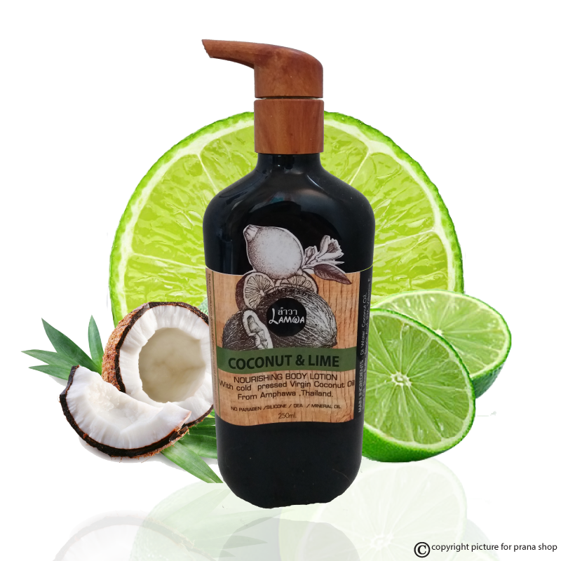 [ผลัดเซลล์ผิว ลดเลือนจุดด่างดำตามแขนขา] Coconut Lime Body Lotion โลชั่นบำรุงผิว มะพร้าว ผสมมะนาว 250ml.