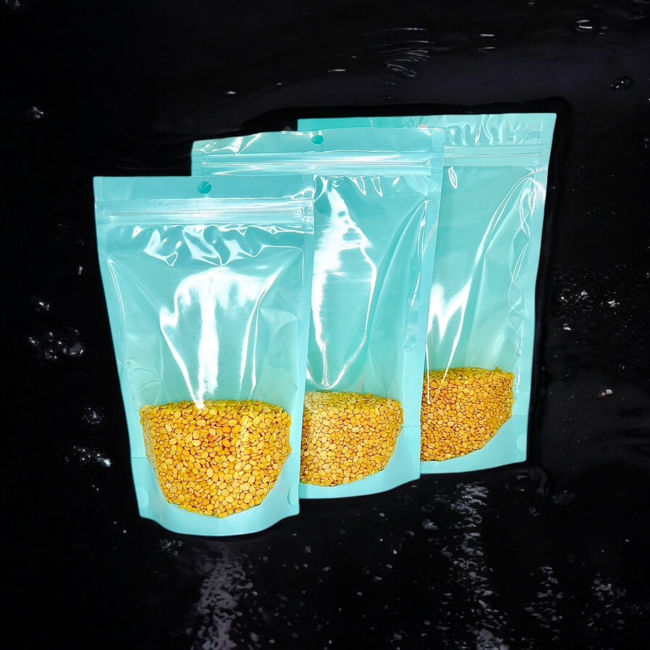 ถุงหน้าใสหลังพลาสติกสี ซิปตั้งได้