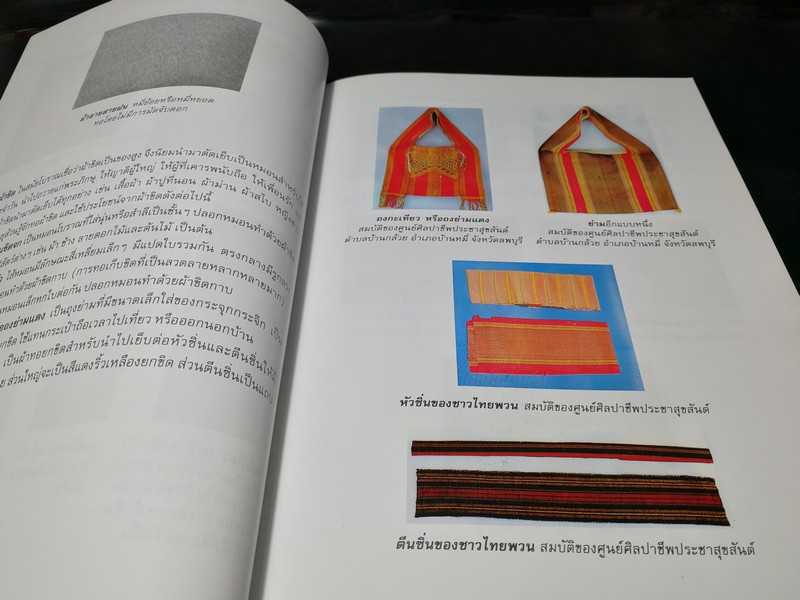 ผ้าทอพื้นเมืองลพบุรี สระบุรี โดย ศูนย์ศิลปวัฒนธรรม สถาบันราชภัฏเทพสตรี ลพบุรี หนา 188 หน้า ปี 2541