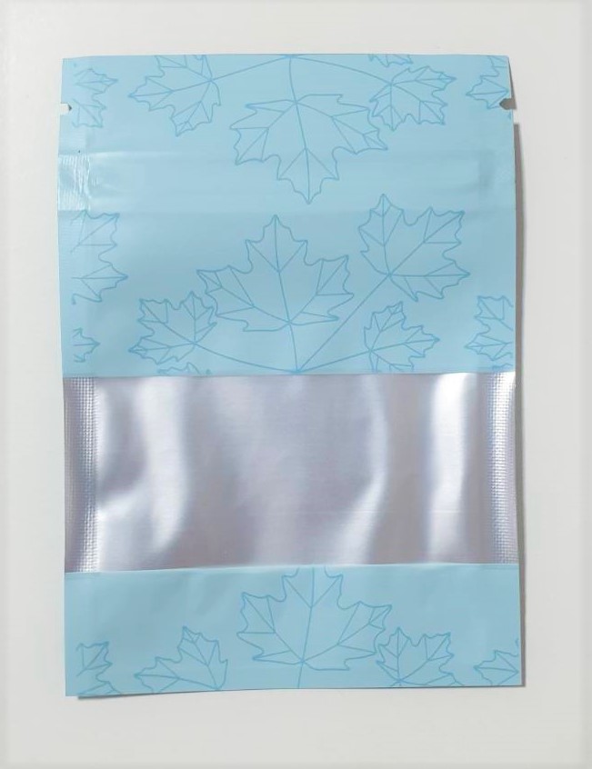 ถุงฟอยล์ลายใบเมเปิ้ลสี หน้าต่างใส ซิปก้นแบน (เมทัลไลท์)