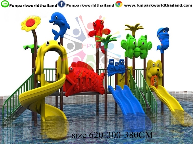 เครื่องเล่นสนามLLDPEทางน้ำ ขนาด 620-300-380CM