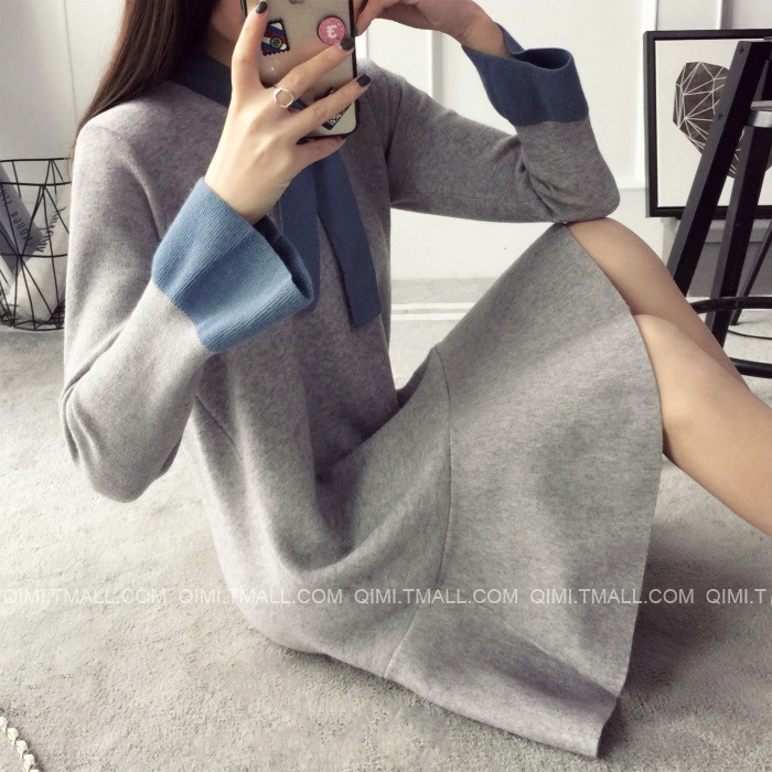 พรีออเดอร์ - เดรสไหมพรม Pre - DT120 (สีเทา)