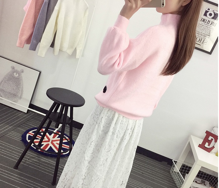 พร้อมส่ง - เสื้อไหมพรมแฟชั่นลายจุด ST212 (สีชมพู)