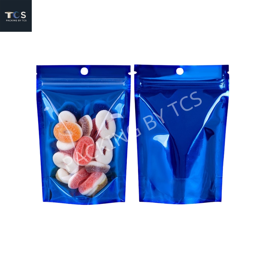 ถุงซิปตั้งได้ หน้าใสหลังฟอยล์สี