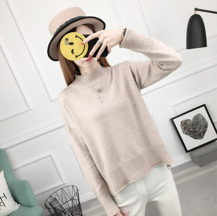 พร้อมส่ง - เสื้อไหมพรมทรงหลวม ST194 (สีเบจ)