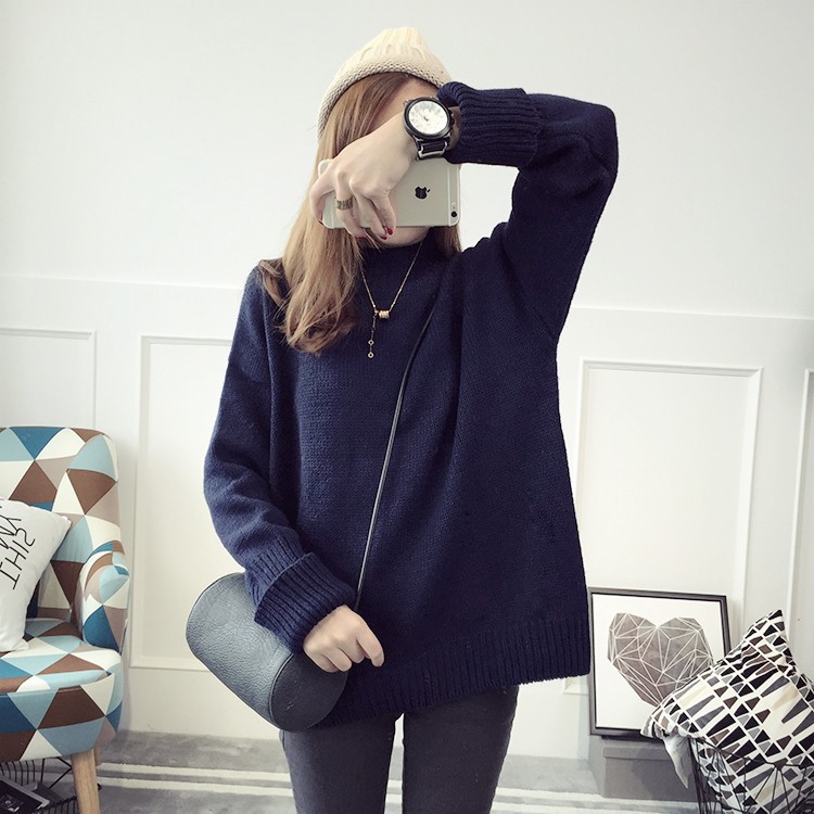 พร้อมส่ง - เสื้อไหมพรมแฟชั่นแขนยาว ST664 (สีกรม)