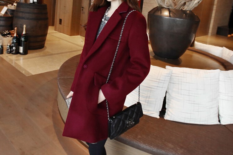 พร้อมส่ง - เสื้อโค้ทผ้าวูล CT170 (สีแดง)