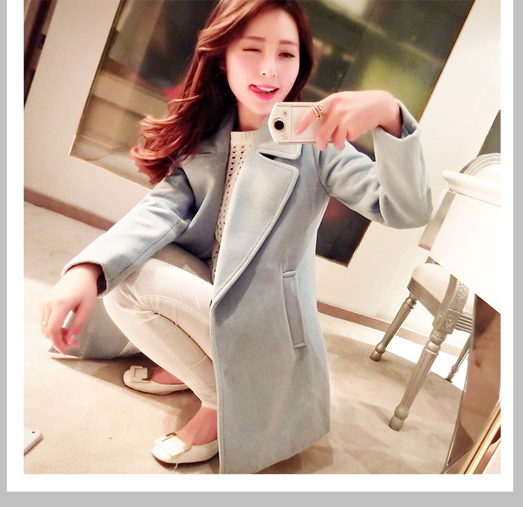 พรีออเดอร์ - เสื้อโค้ทผ้าวูลกันหนาว Pre - CT659 (สีฟ้าเทา)