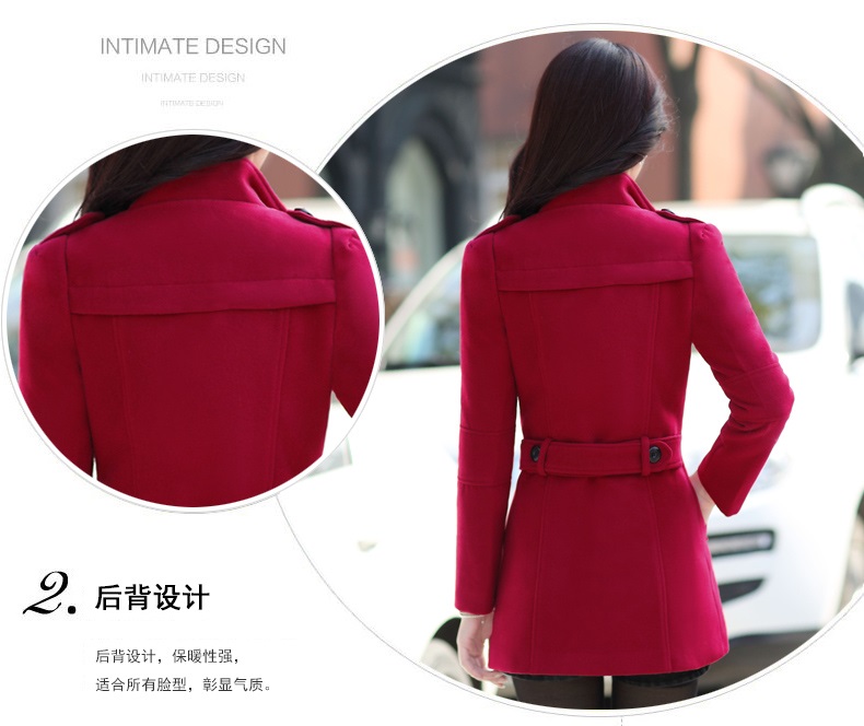 พร้อมส่ง - เสื้อโค้ทผ้าวูล CT126 (สีแดงไวน์)