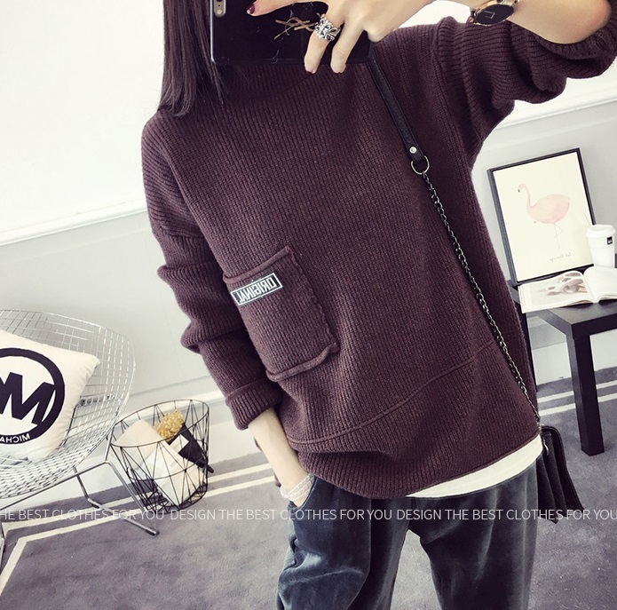 พรีออเดอร์ - เสื้อไหมพรมแขนยาวทรงหลวม Pre- ST756 (สีม่วงเข้ม)