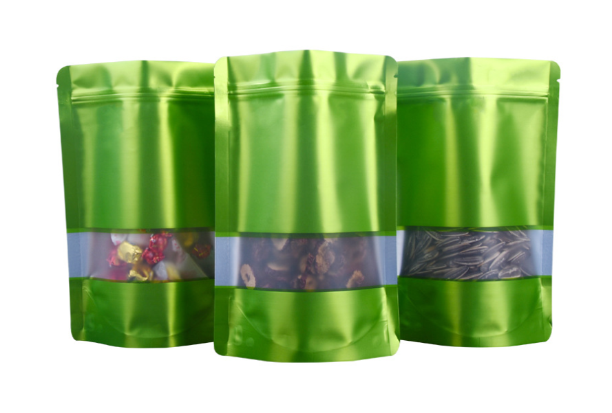 ถุงฟอยล์ซิปล็อคตั้งได้ - ฟอยล์สี หน้าต่างสี่เหลี่ยมใส (เมทัลไลท์)