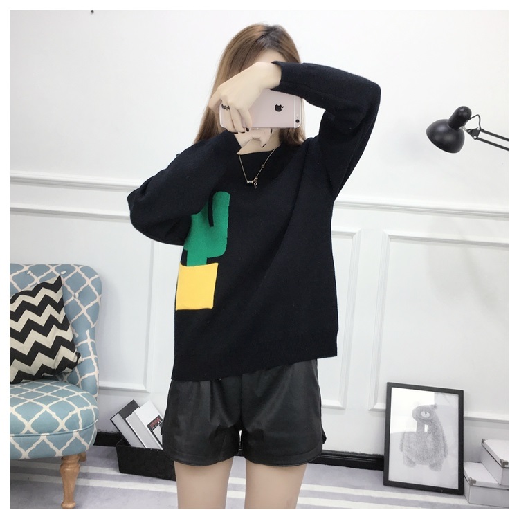 พรีออเดอร์ - เสื้อไหมพรมแฟชั่นแขนยาว Pre - ST771 (สีดำ)