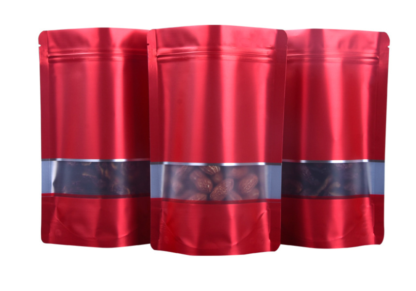 ถุงฟอยล์ซิปล็อคตั้งได้ - ฟอยล์สี หน้าต่างสี่เหลี่ยมใส (เมทัลไลท์)