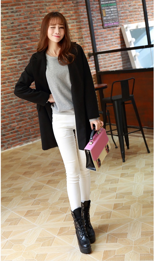 เสื้อโค้ทผ้าวูลกันหนาว Pre - CT646 (สีดำ)