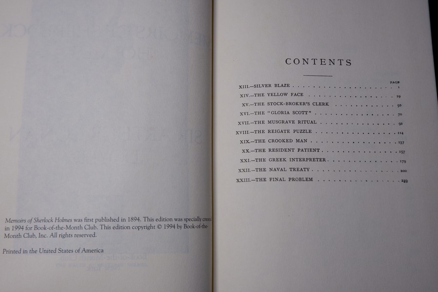 ชุด sherlock holmes by sir artur conan doyle ปกเเข็ง 8 เล่ม ปี 1994 (print in usa)