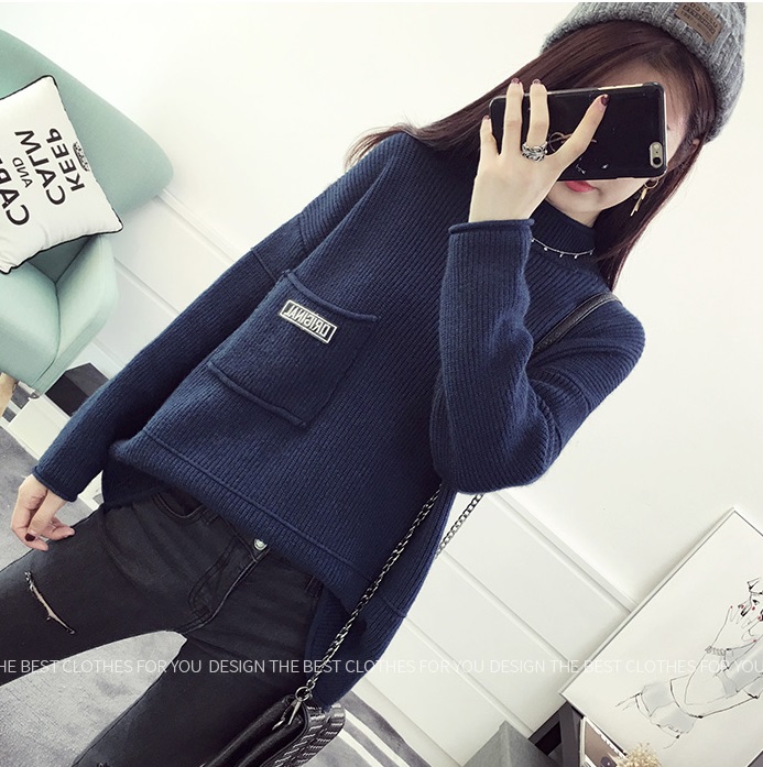 พรีออเดอร์ - เสื้อไหมพรมแขนยาวทรงหลวม Pre- ST755 (สีน้ำเงิน)