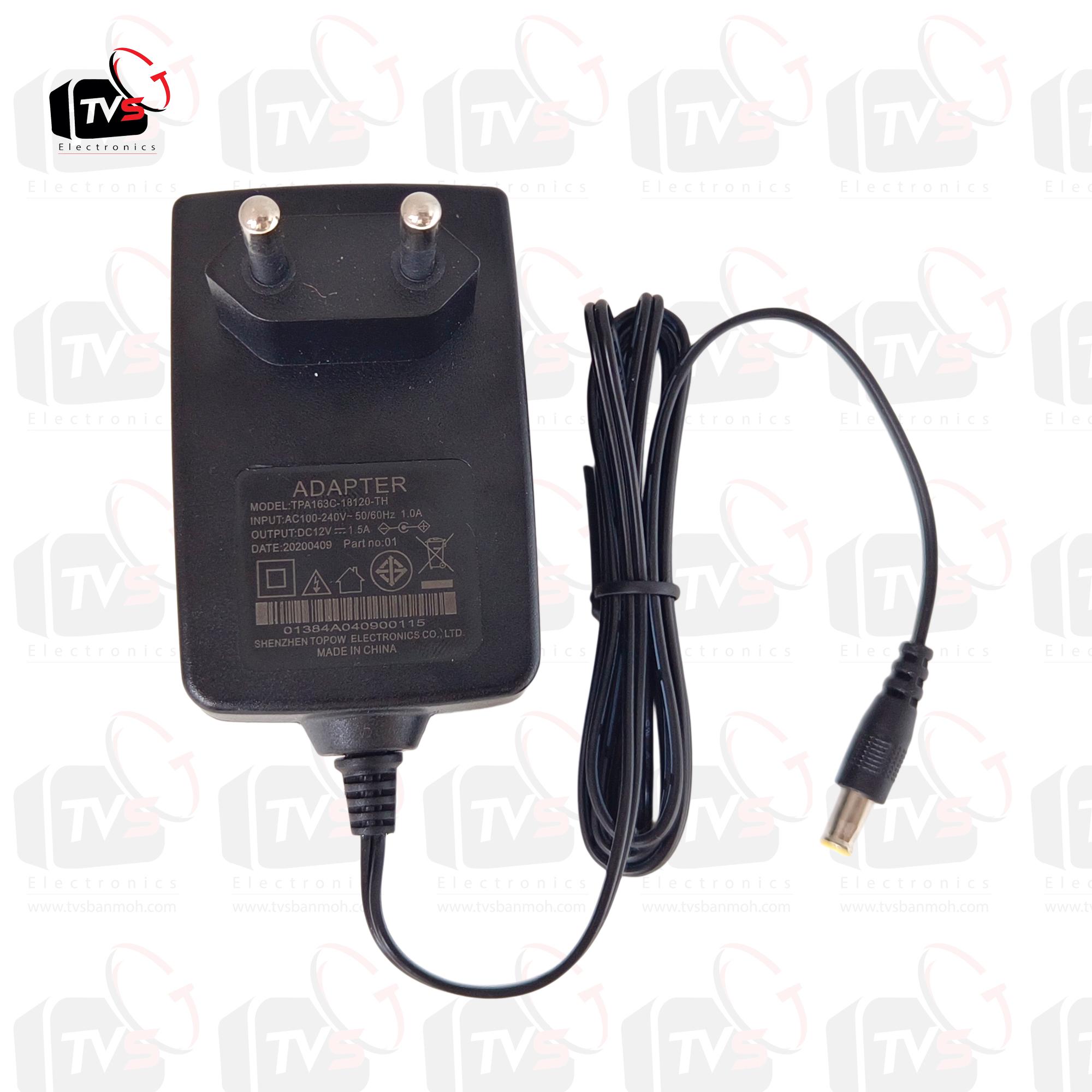 Adapter 12V 1.5A หัวเข็มขนาด 5.5mm สามารถใช้กับกล่องทรูดาวเทียม HD1 และ HD2