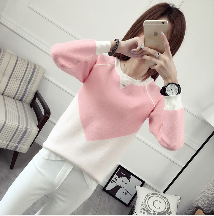 พร้อมส่ง - เสื้อไหมพรมแขนยาว ST187 (สีชมพู)