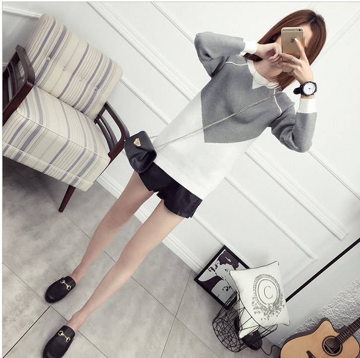 พร้อมส่ง - เสื้อไหมพรมแขนยาว ST185 (สีเทา)