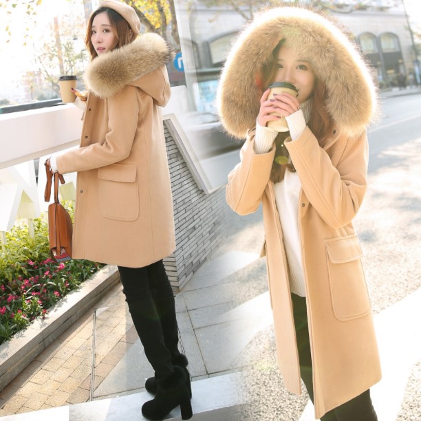 พร้อมส่ง - เสื้อโค้ทผ้าวูลกันหนาว CT174 (สีน้ำตาล)