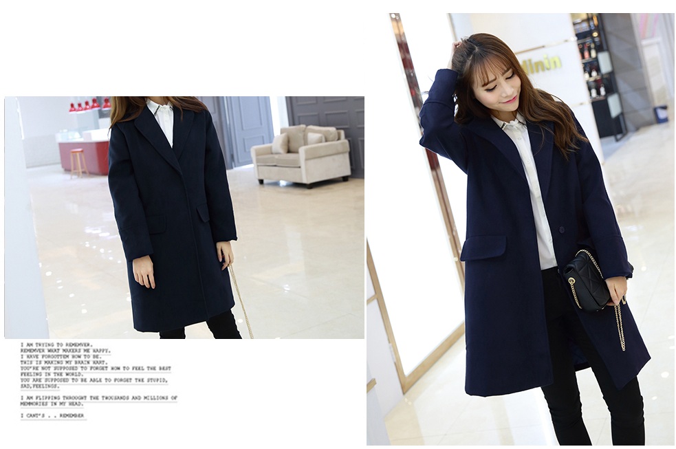 พรีออเดอร์ - เสื้อโค้ทผ้าวูลกันหนาว Pre - CT640 (สีกรม)