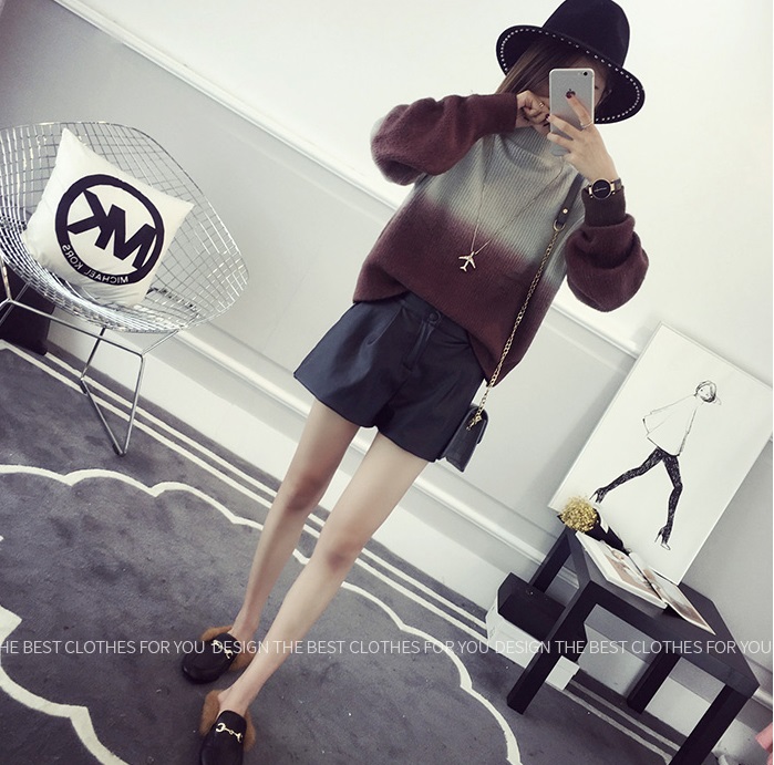 พรีออเดอร์ - เสื้อไหมพรมแฟชั่นแขนยาว Pre- ST761 (สีเทาแดงเข้ม)