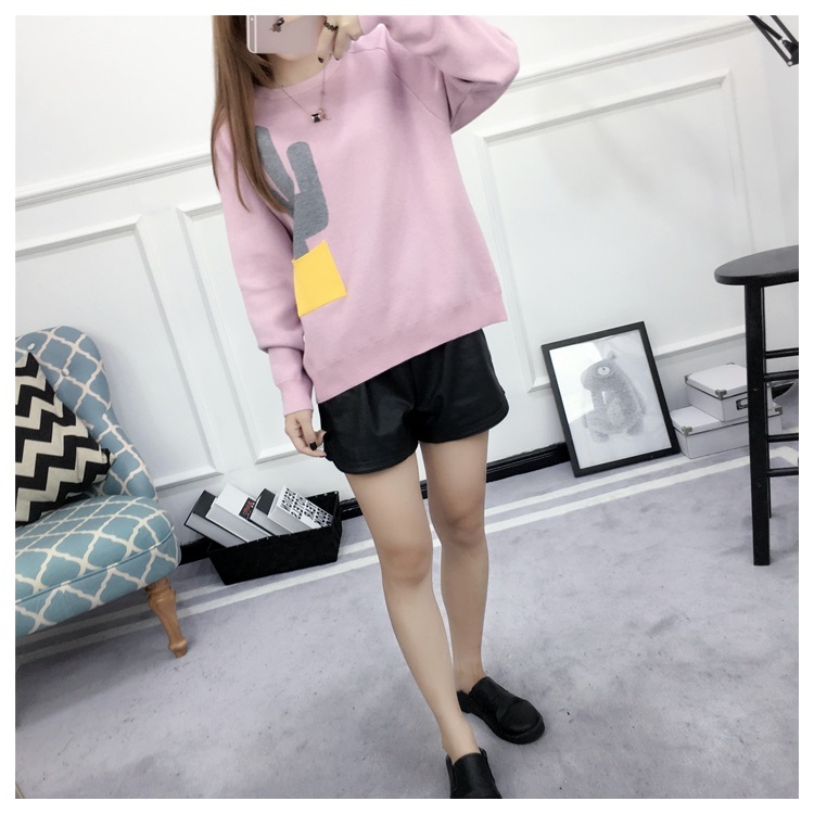 พรีออเดอร์ - เสื้อไหมพรมแฟชั่นแขนยาว Pre - ST773 (สีชมพู)