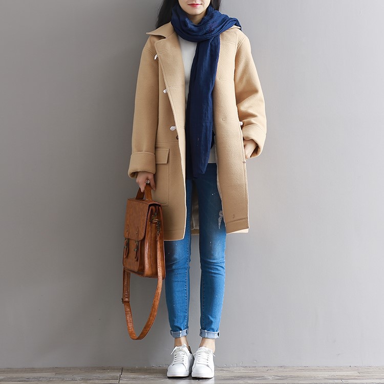 พร้อมส่ง - เสื้อโค้ทผ้าวูล CT164 (สีน้ำตาล)