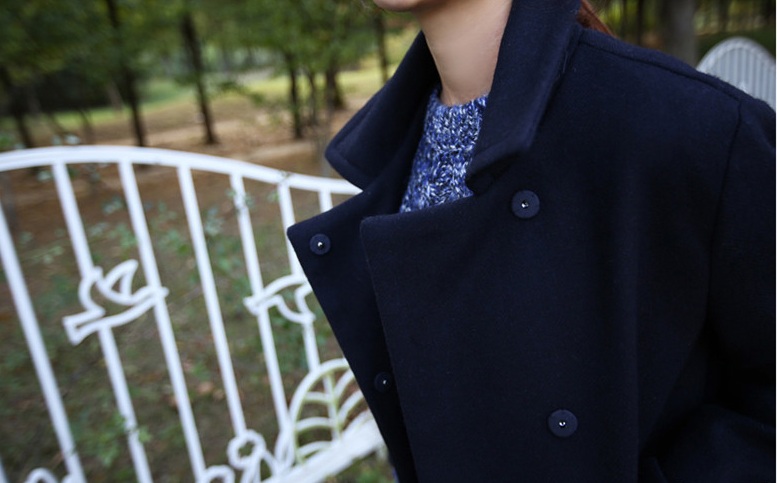 พรีออเดอร์ - เสื้อโค้ทผ้าวูลกันหนาว Pre - CT636 (สีกรม)